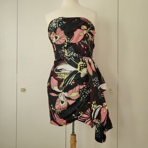 Tanya Taylor Alina Floral Strapless Dress Size 8